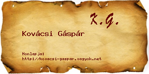Kovácsi Gáspár névjegykártya